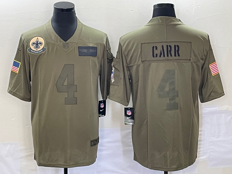 Men's New Orleans Saints Derek Carr #4 Brown Jersey
